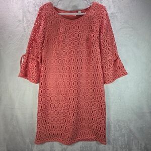 Madison Leigh Coral Lace Long Sleeve Dress Size 8